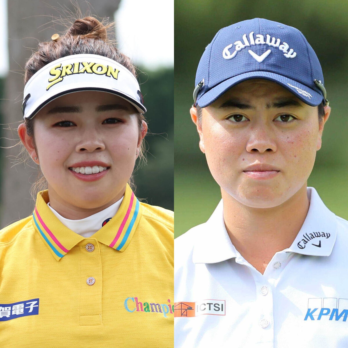 パリ五輪日本代表の山下美夢有（左）と笹生優花